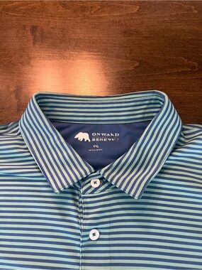 Men's Onward Reserve Blue Striped Polo Shirt XXL